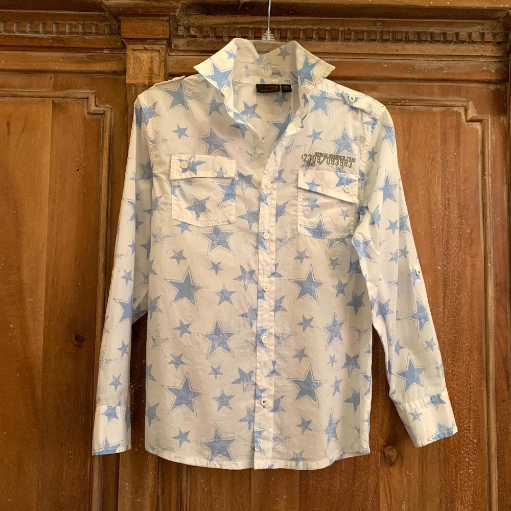 NEXT UK Boys Cotton Star Button Up Shirt Size 11 YRS